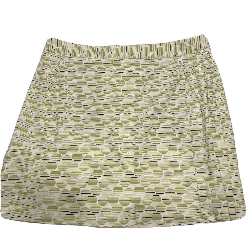 Greg Norman Golf Women’s 12 Skort Front Zipper Pockets Zipper Green Geometric